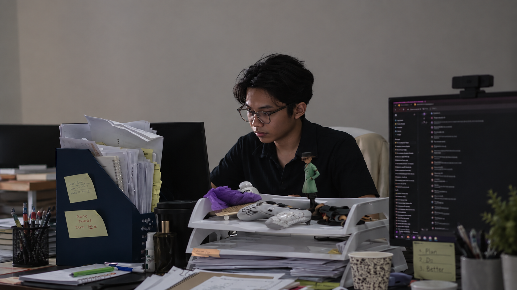 Svein team member working at a workstation